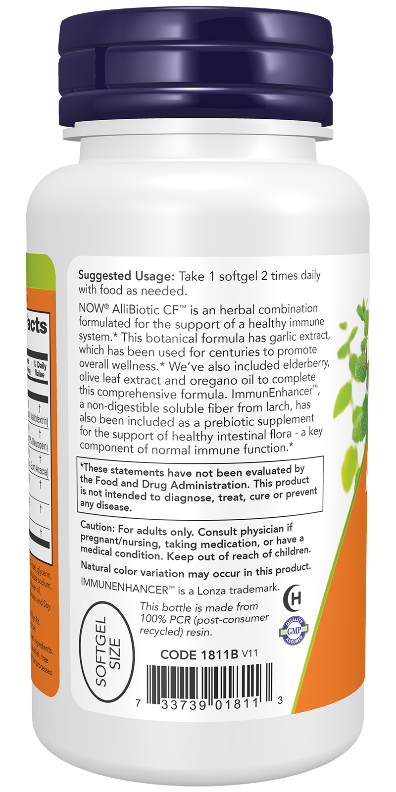 NOW Supplements, AlliBiotic CF™, Garlic, Elderberry & Oregano, 60 Softgels