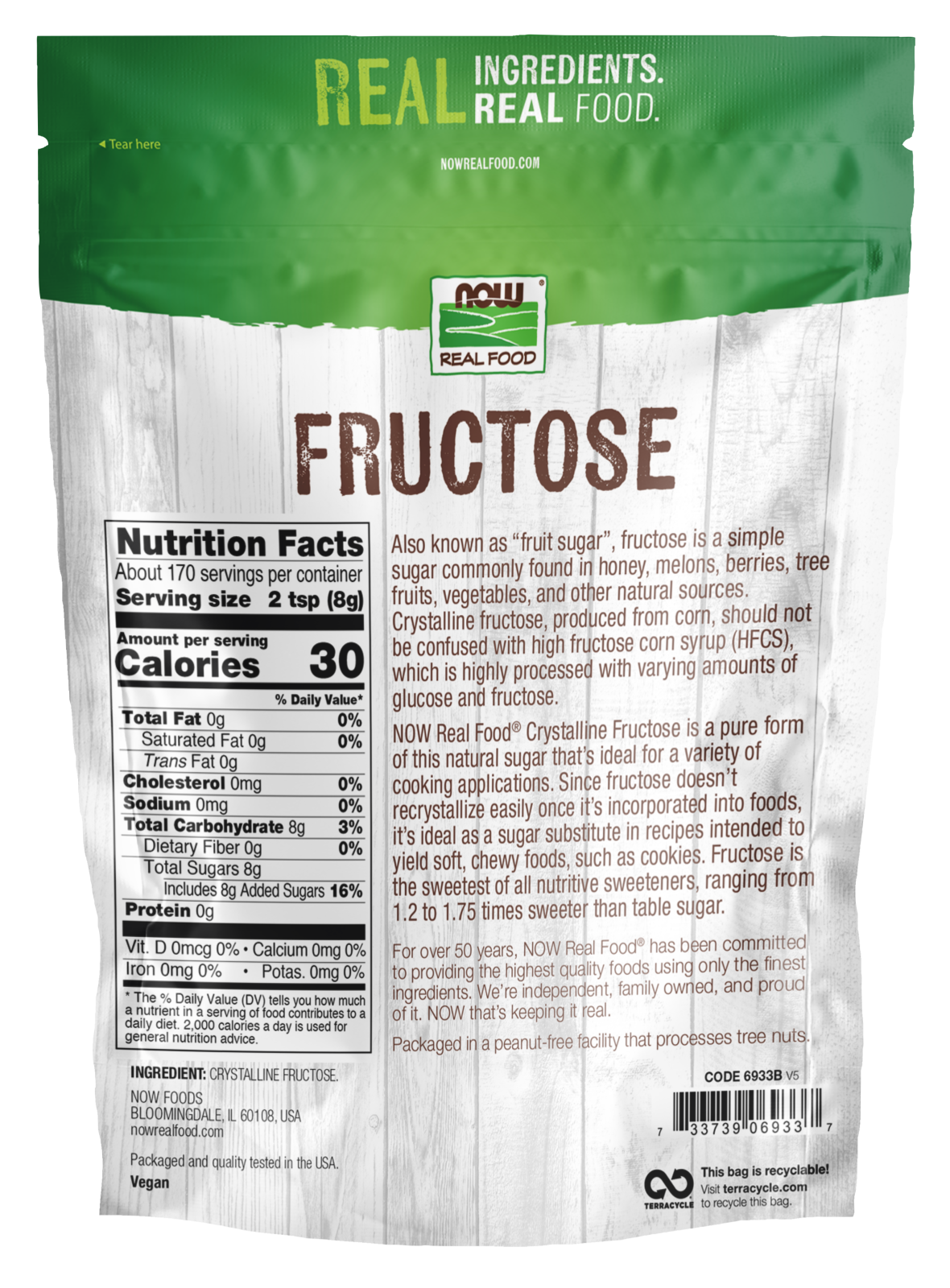 NOW Foods, Fructose, Crystalline, Sugar Substitute, 3 lbs