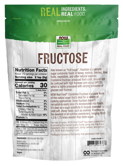 NOW Foods, Fructose, Crystalline, Sugar Substitute, 3 lbs