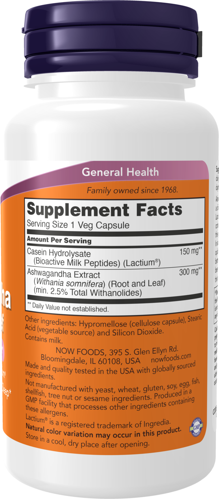 NOW Supplements, Ashwagandha Stress Relief, Lactium®, 60 Veg Caps