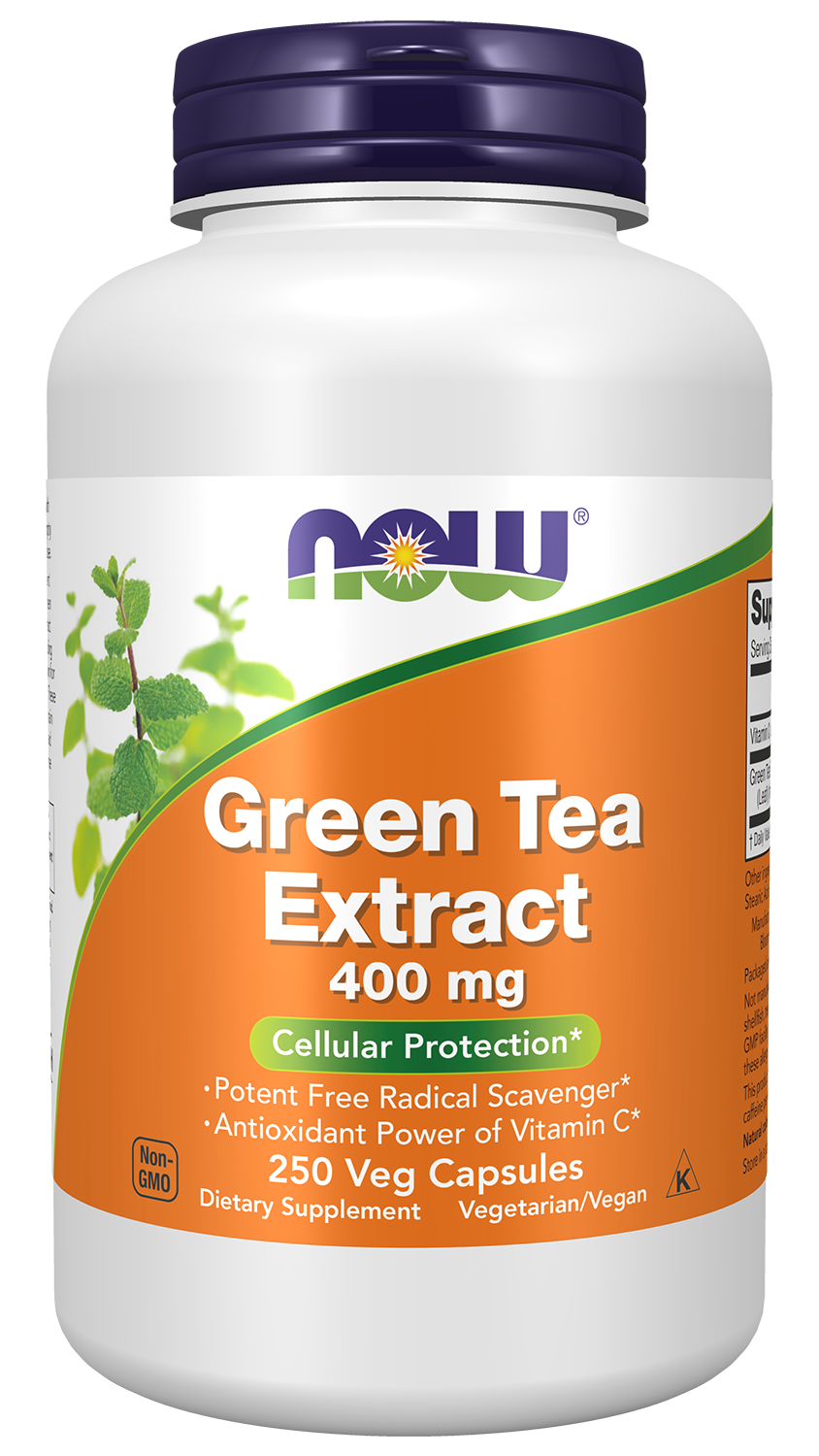 NOW Supplements, Green Tea Extract 400 mg with Vitamin C, 250 Veg Caps