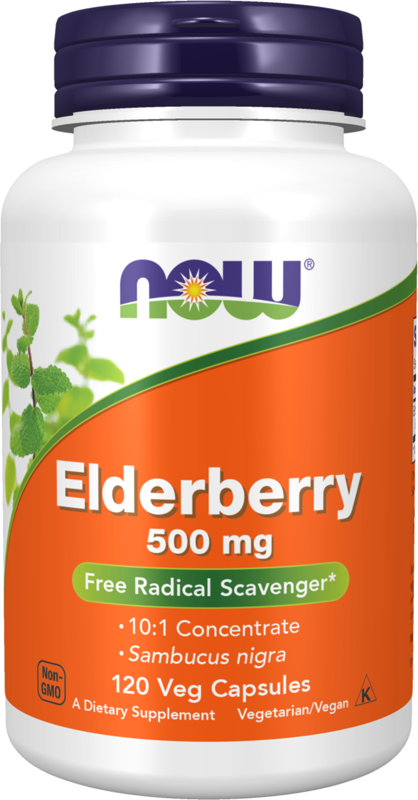 NOW Supplements, Elderberry (Sambucus nigra) 500 mg, 120 Veg Caps