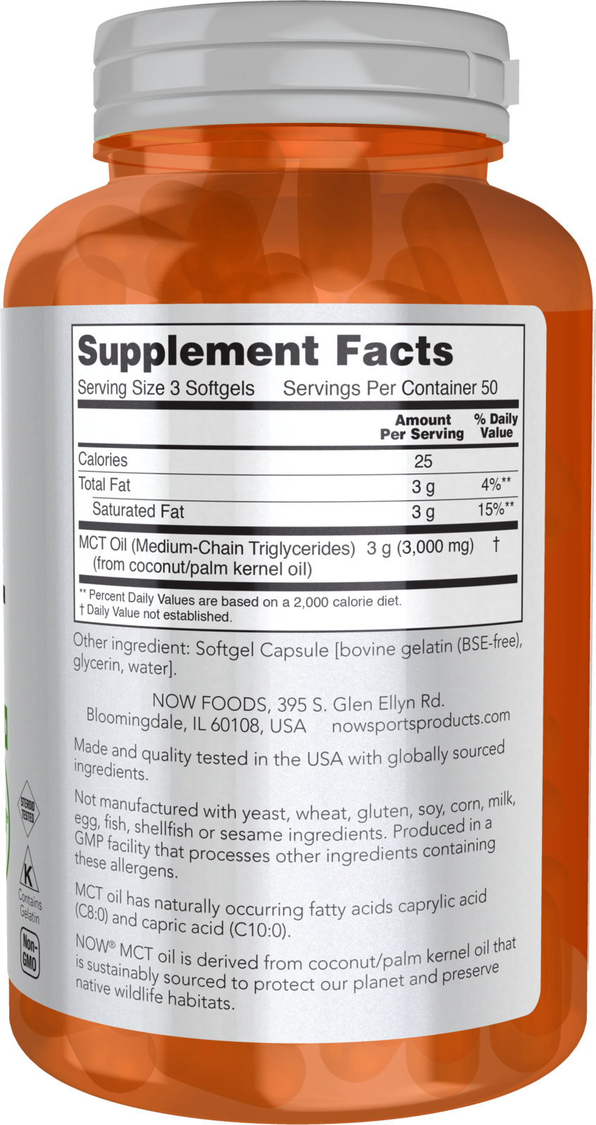 NOW Sports, MCT Oil 1,000 mg, Weight Management*, 150 Softgels