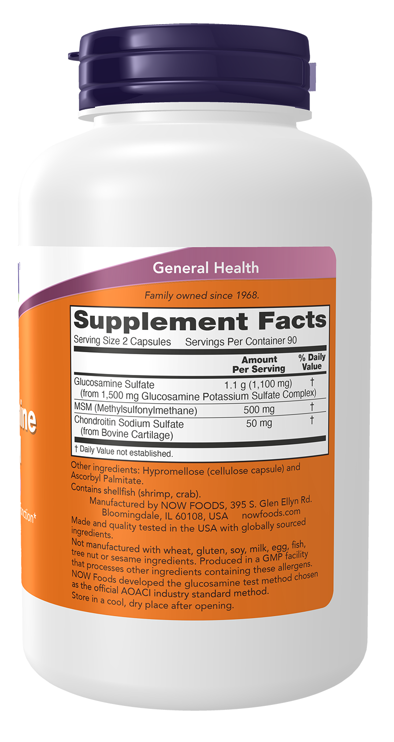 NOW Supplements, Glucosamine & MSM plus Chondroitin Sulfate, 180 Veg Caps