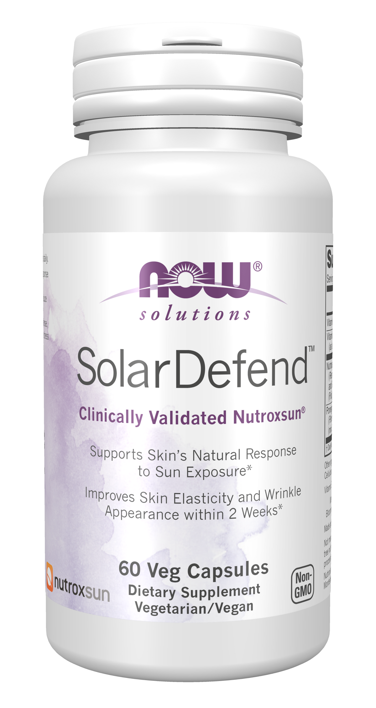 NOW Solutions, SolarDefend™ w/ Clinically Validated Nutroxsun®, 60 Veg Caps