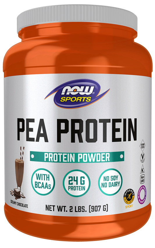 NOW Sports, Pea Protein 24 g, Easily Digested, Creamy Chocolate, 2 lbs