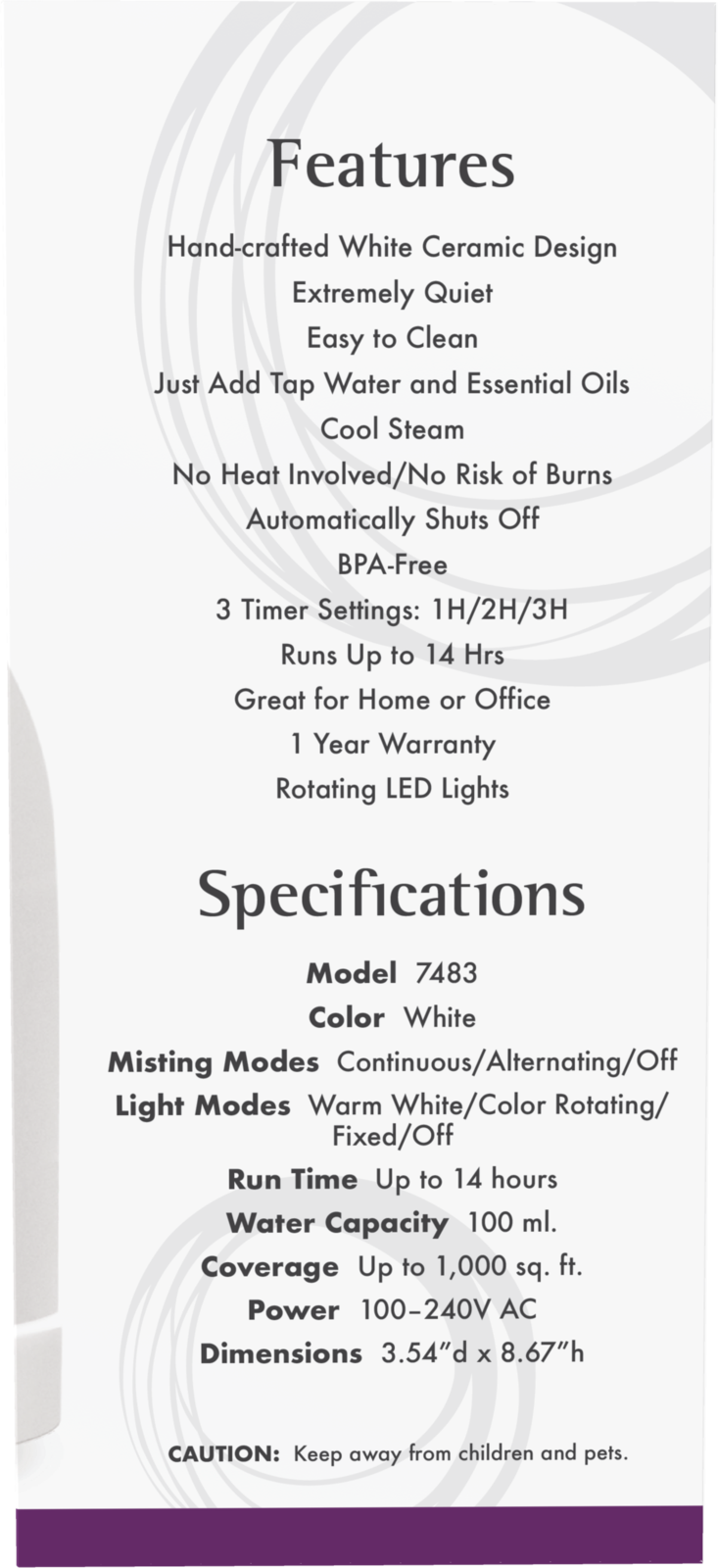 NOW Solutions, Ultrasonic Ceramic Stone Aroma Oil Diffuser, Extremely Quiet