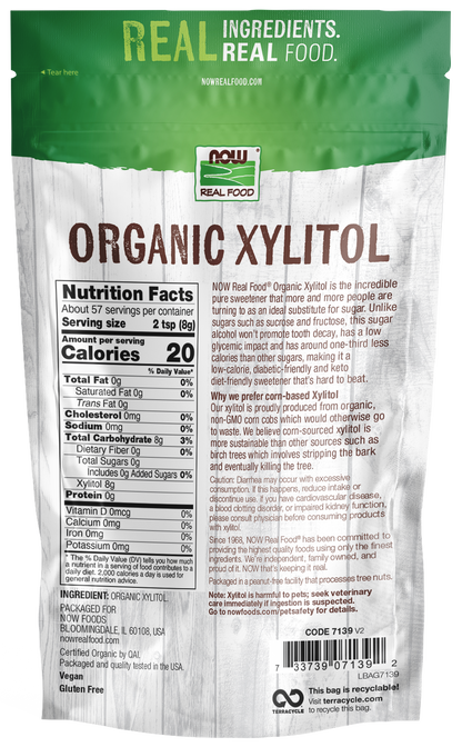NOW Foods, Organic Xylitol, No Added Ingredients, 1 lb