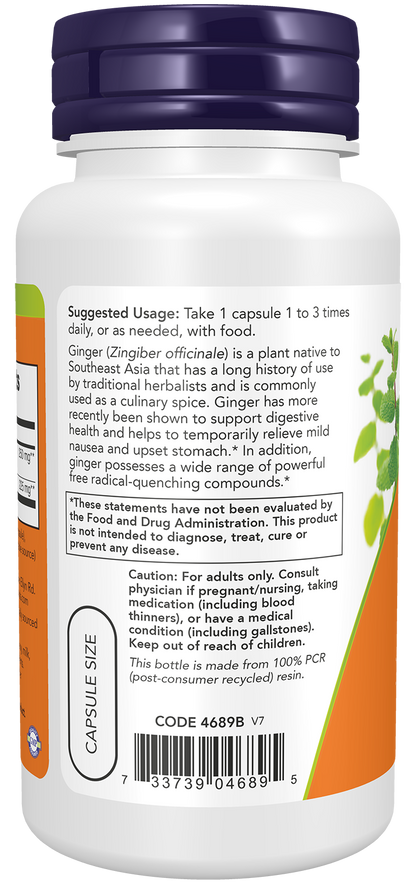 NOW Supplements, Ginger Root Extract 250 mg, Digestion*, 90 Veg Caps