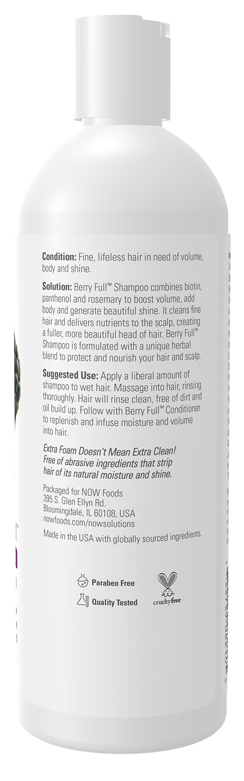 NOW Solutions, Berry Full™  Shampoo, Volume Boost for Fine Hair, 16 fl. oz