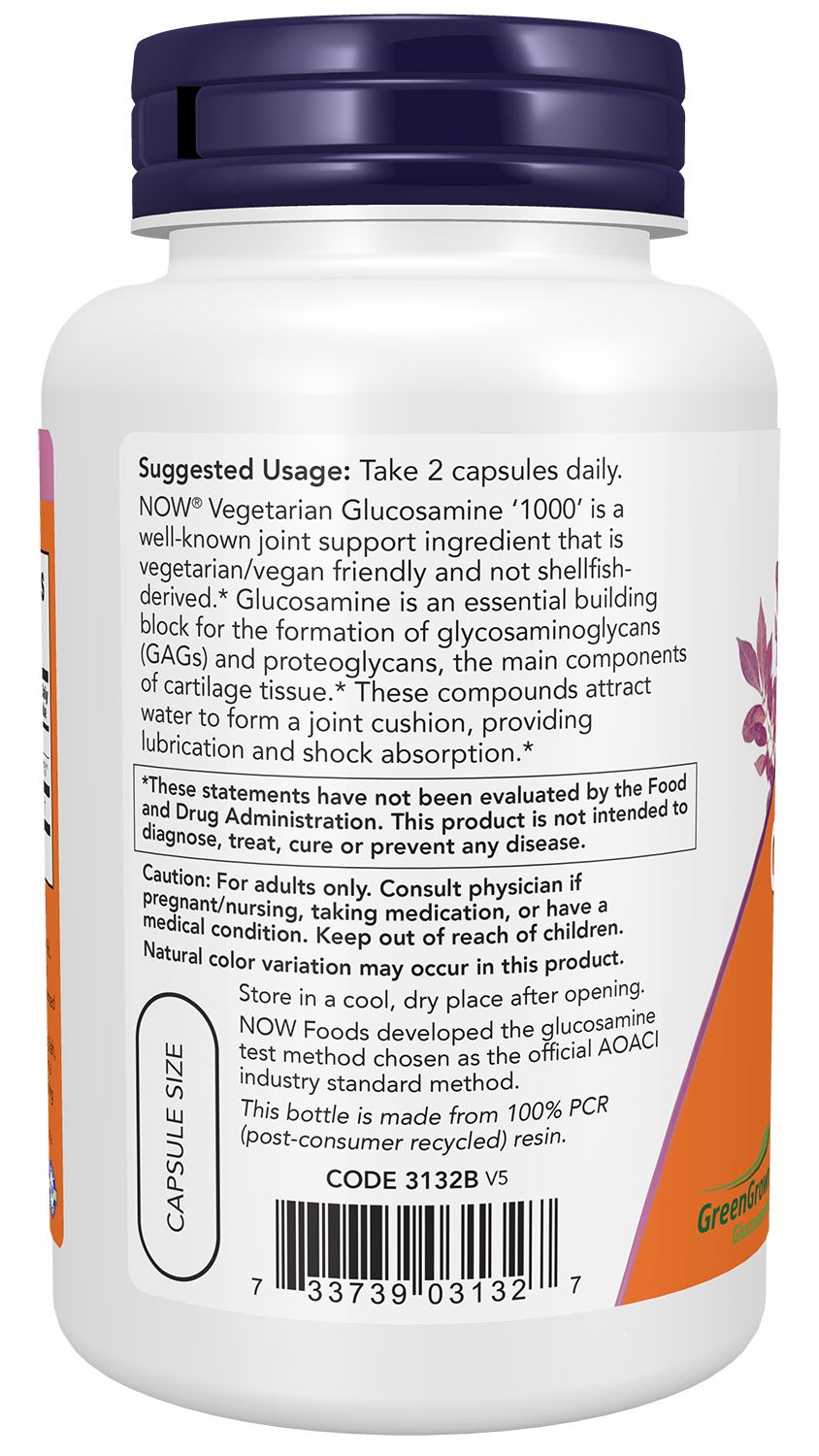 NOW Supplements, Vegetarian Glucosamine '1000', w/ GreenGrown®, 90 Veg Caps