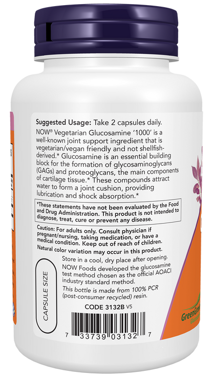 NOW Supplements, Vegetarian Glucosamine '1000', w/ GreenGrown®, 90 Veg Caps