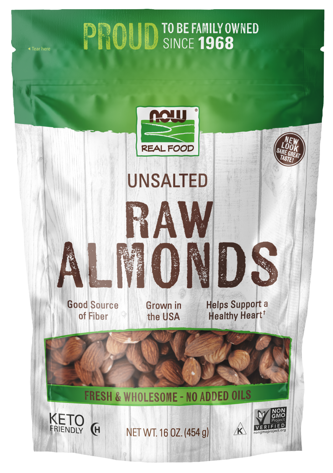 NOW Foods, Almonds, Raw and Unsalted, Protein & Fiber, 16 oz