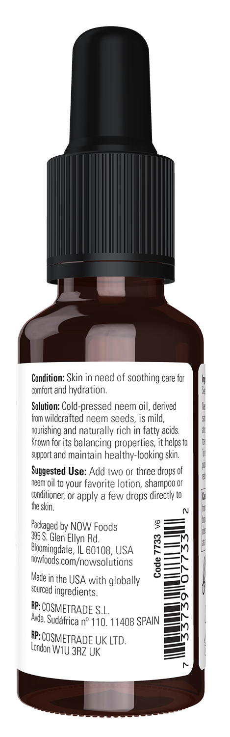 NOW Solutions, Neem Oil, Made From Neem Seed Oil, 1 fl. oz