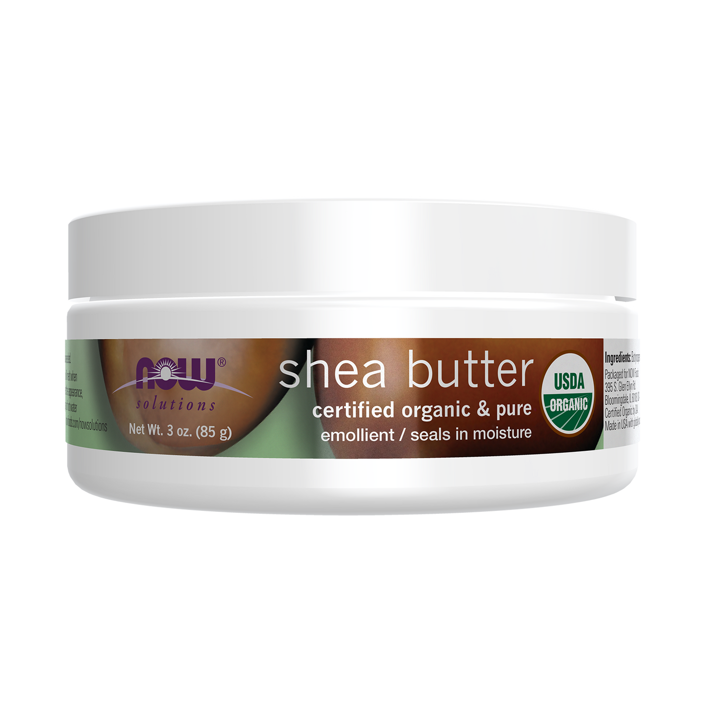 NOW Solutions, Certified Organic Shea Butter, Travel Size, 3 oz