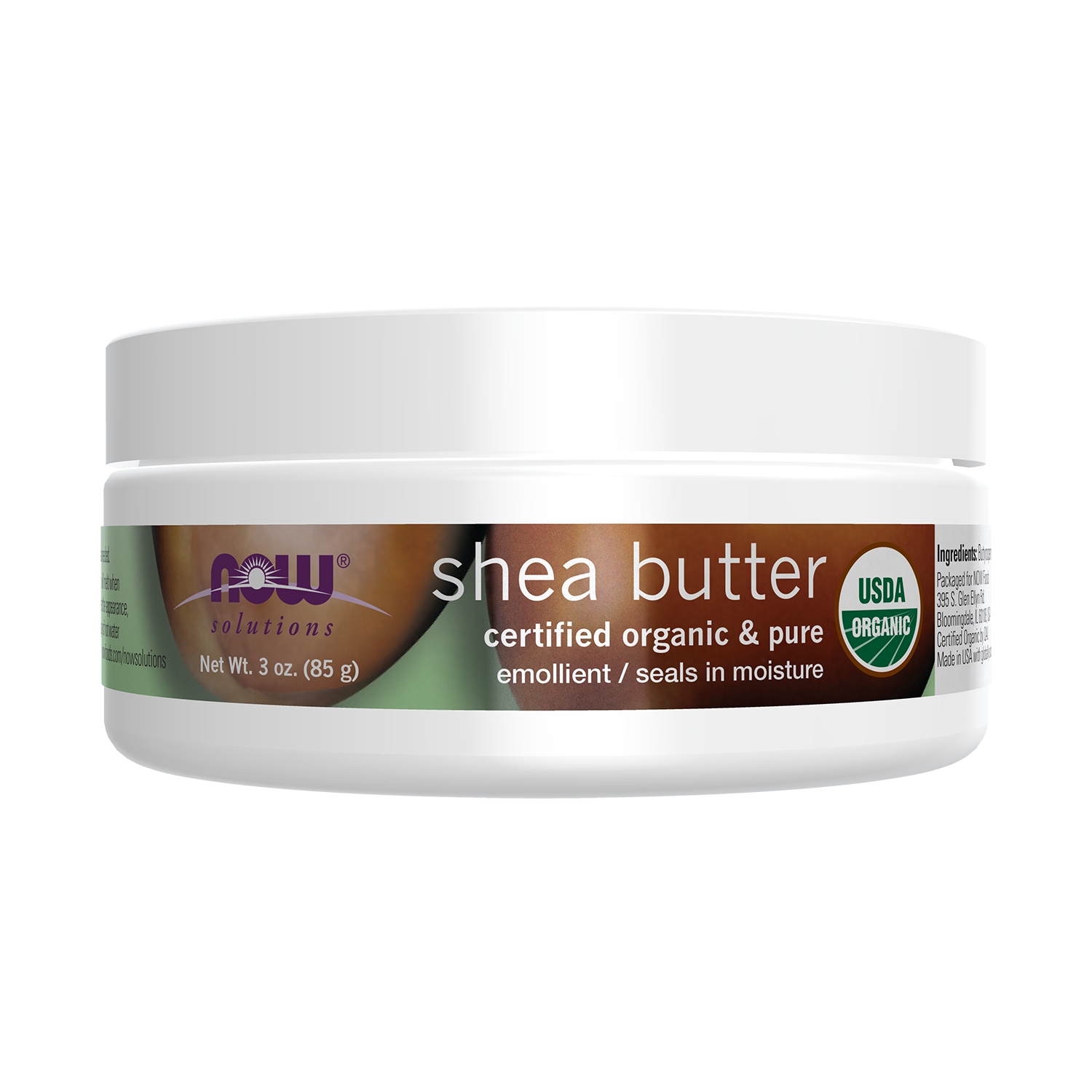 NOW Solutions, Certified Organic Shea Butter, Travel Size, 3 oz