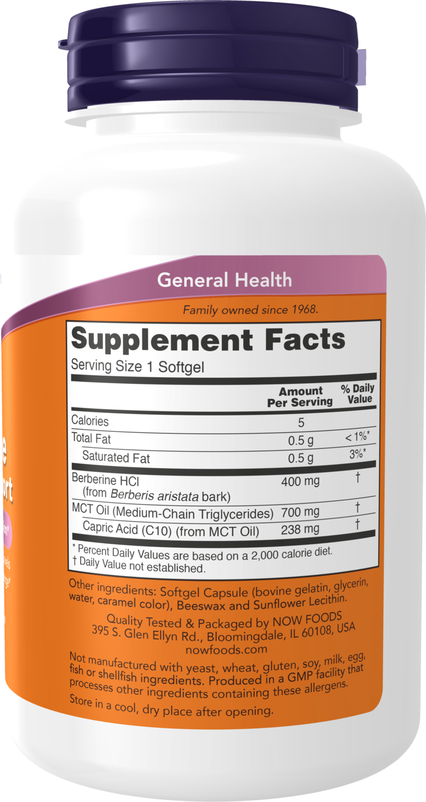NOW Supplements, Berberine Glucose Support, With MCT Oil, 90 Softgels