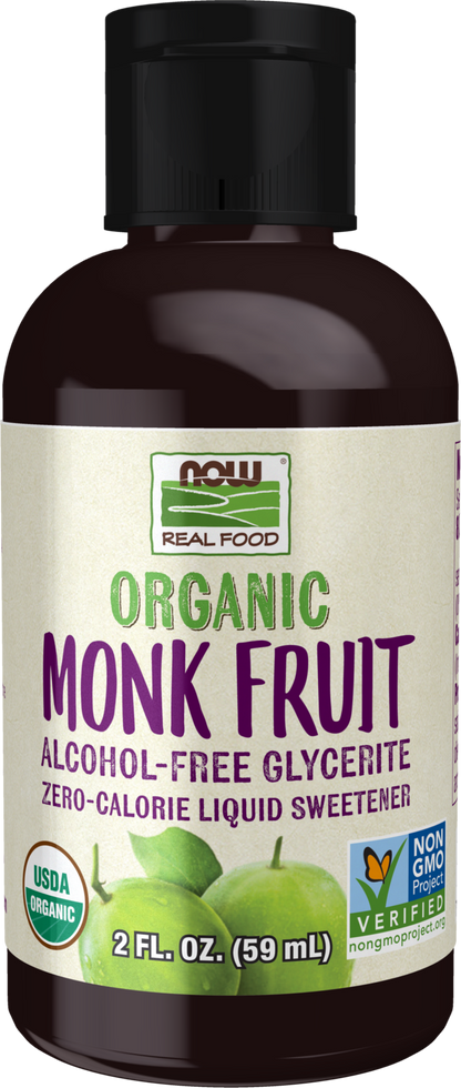 NOW Foods, Organic Monk Fruit, Glycerite, Liquid Sweetener, 2 fl. oz