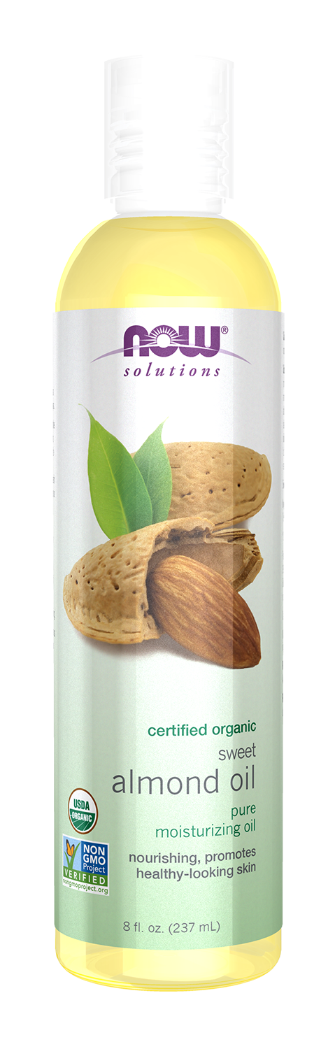 NOW Solutions, Organic Sweet Almond Oil, Moisturizing, Unscented, 8 fl. oz