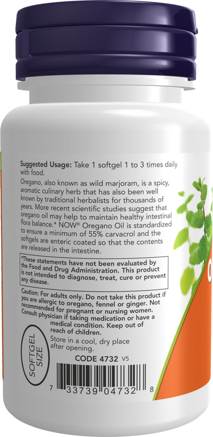 NOW Supplements, Oregano Oil, Ginger & Fennel, Enteric Coated, 90 Softgels