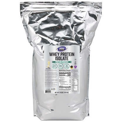 NOW Sports, Whey Protein Isolate 25 g With BCAAs, Vanilla Flavor, 10 lbs