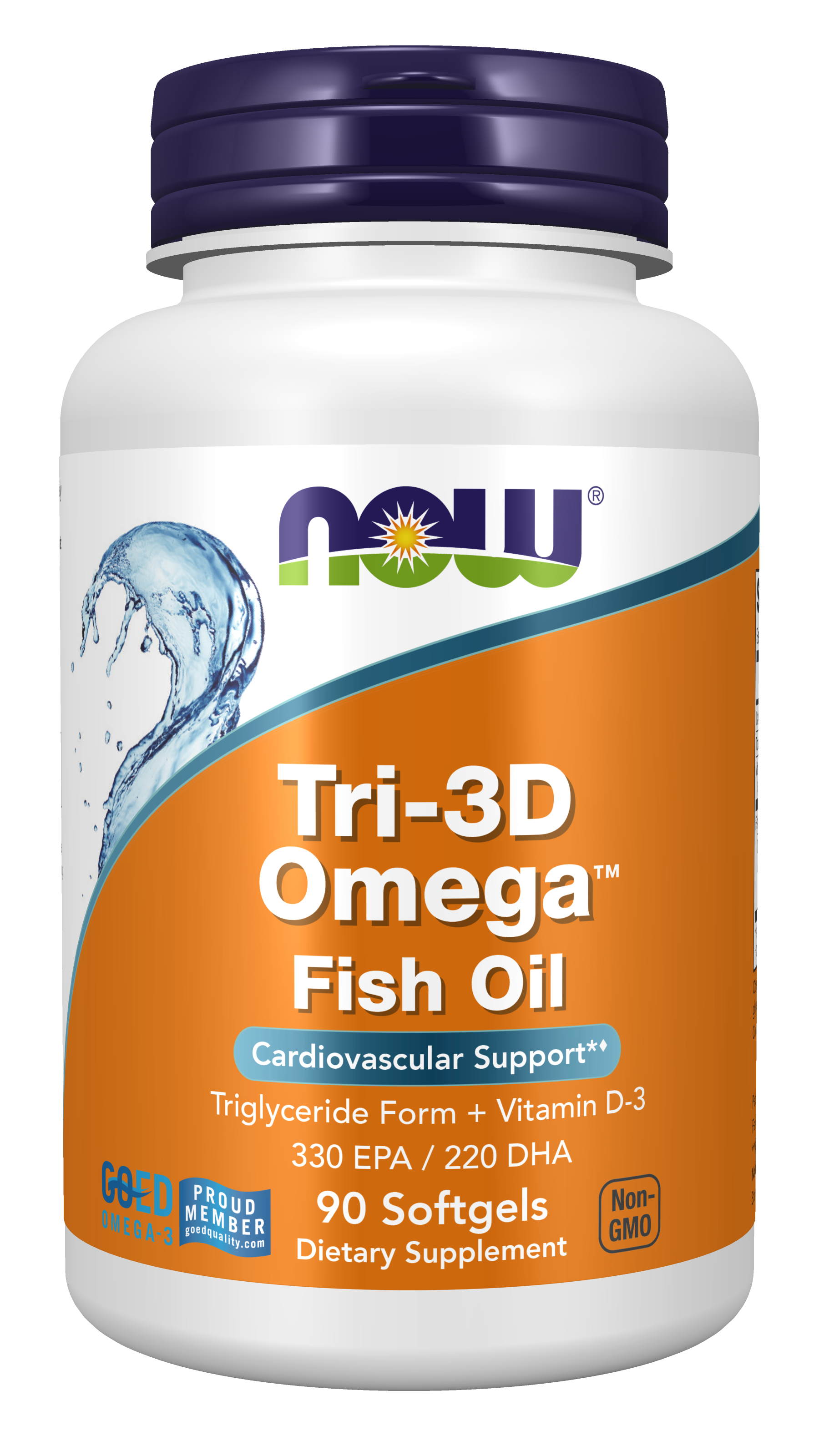 NOW Supplements, Tri-3D Omega™, Triglyceride Form of Fish Oil, 90 Softgels