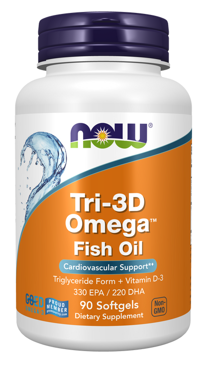 NOW Supplements, Tri-3D Omega™, Triglyceride Form of Fish Oil, 90 Softgels