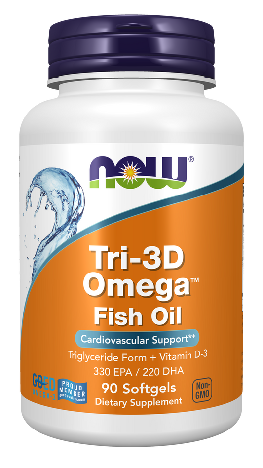 NOW Supplements, Tri-3D Omega™, Triglyceride Form of Fish Oil, 90 Softgels