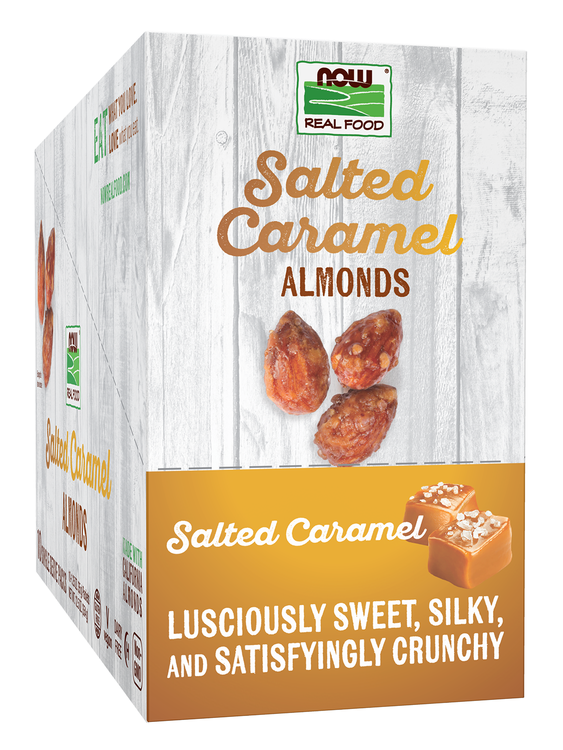 NOW Foods, Salted Caramel Almonds, Deliciously Sweet, 10 Single Packets