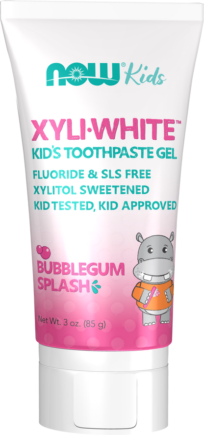 NOW Solutions, Xyliwhite™ Toothpaste Gel for Kids, Bubblegum Splash Flavor, Kid Approved! 3-Ounce, packaging may vary