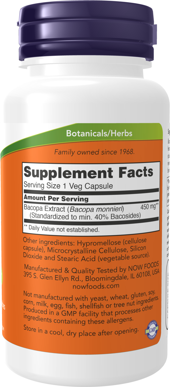 NOW Supplements, Bacopa Extract 450 mg, Brain Health*, 90 Veg Caps