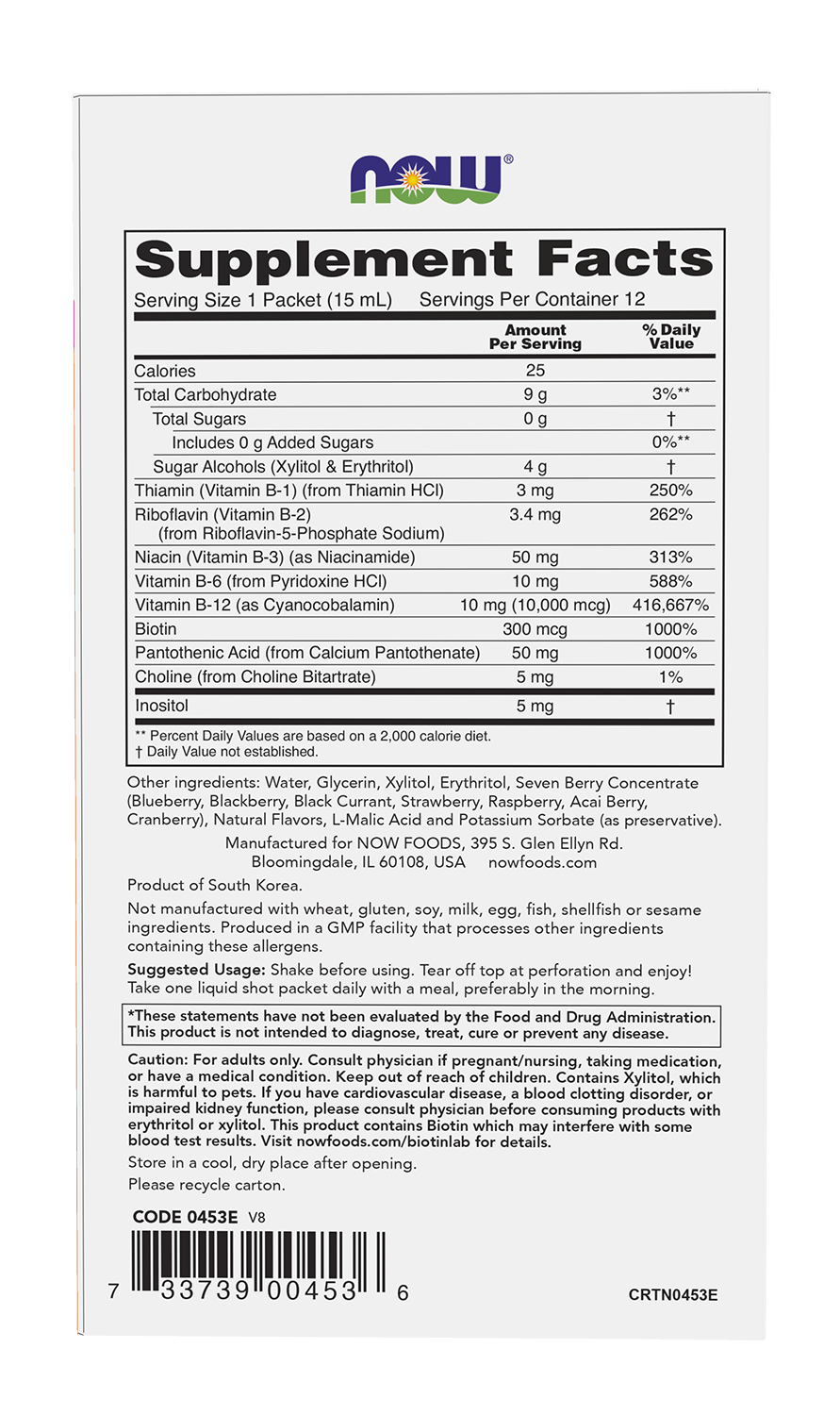 NOW Supplements, B-12 10,000 mcg Shots, Sugar Free, 0.5 fl. oz, 12/Box