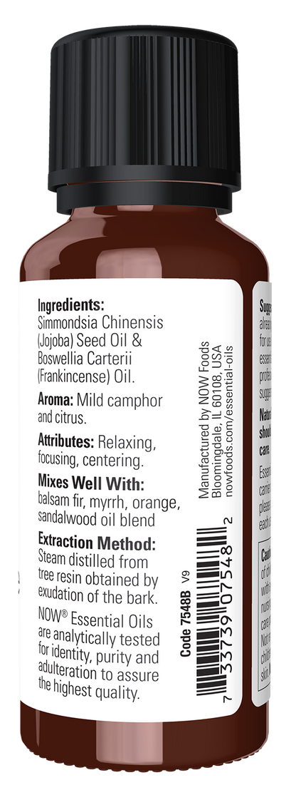 NOW Essential Oils, Frankincense Oil Blend in Jojoba, Steam Dist., 1 fl. oz