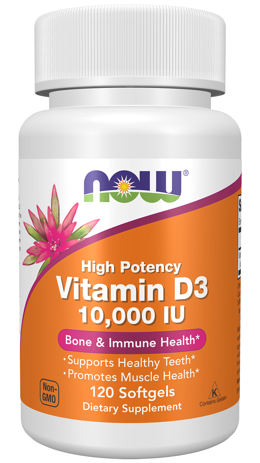 NOW Supplements, Vitamin D-3 10,000 IU, Structural Support*, 120 Softgels