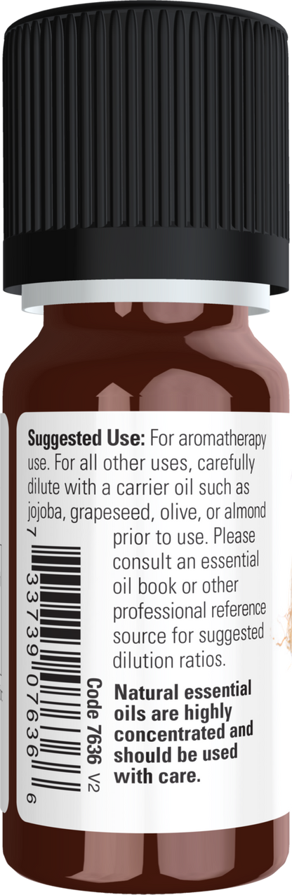NOW Essential Oils, Vetiver Oil, Steam Distilled, Undiluted, 10 mL