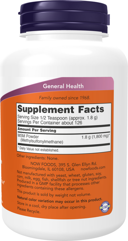 NOW Supplements, MSM Powder, Joint Health*, 8 oz