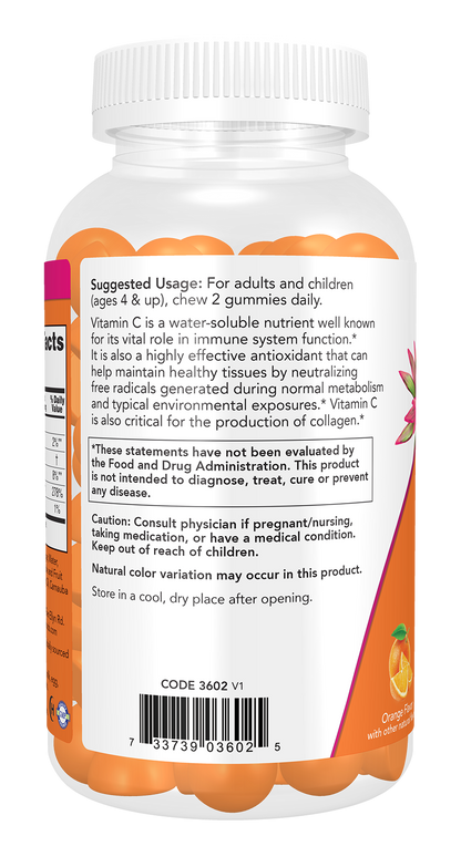 NOW Supplements, Vitamin C Gummies 250 mg, Antioxidant Support*, 90 Gummies