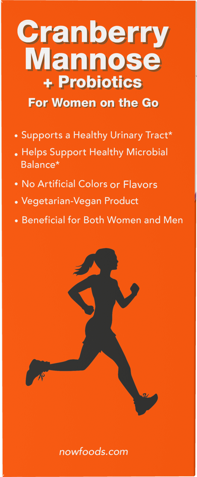 NOW Supplements, Cranberry Mannose + Probiotics with a blend of 10 Probiotic Bacterial Strains, 24/Box