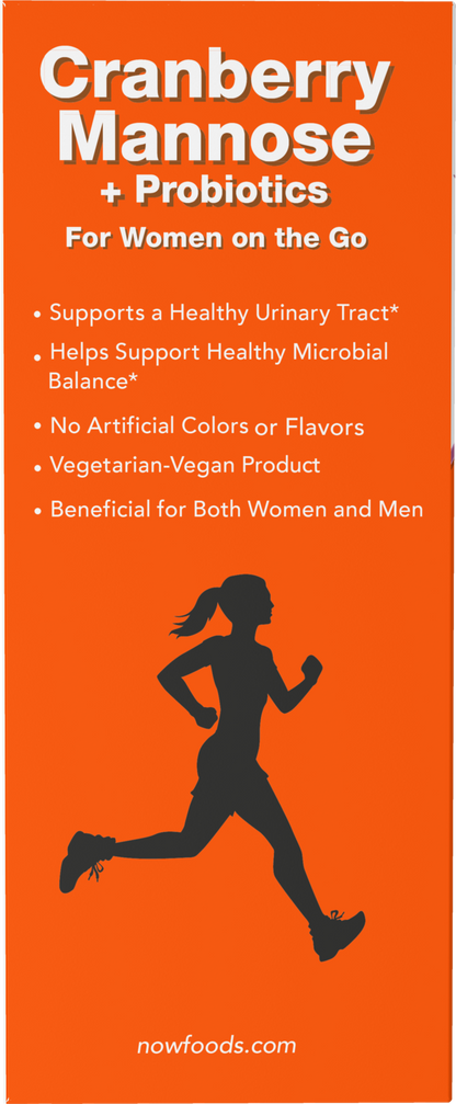 NOW Supplements, Cranberry Mannose + Probiotics with a blend of 10 Probiotic Bacterial Strains, 24/Box