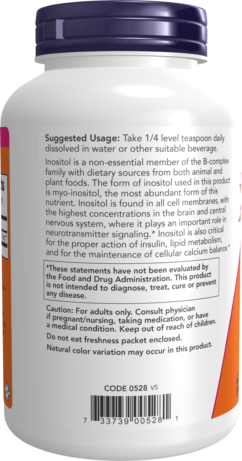 NOW Supplements, Inositol Powder, Cellular Health*, 8-oz