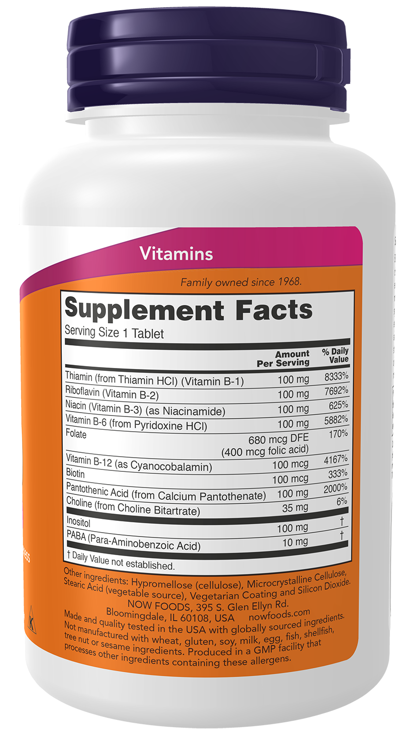 NOW Supplements, Vitamin B-100, Sustained Release, 100 Tabs