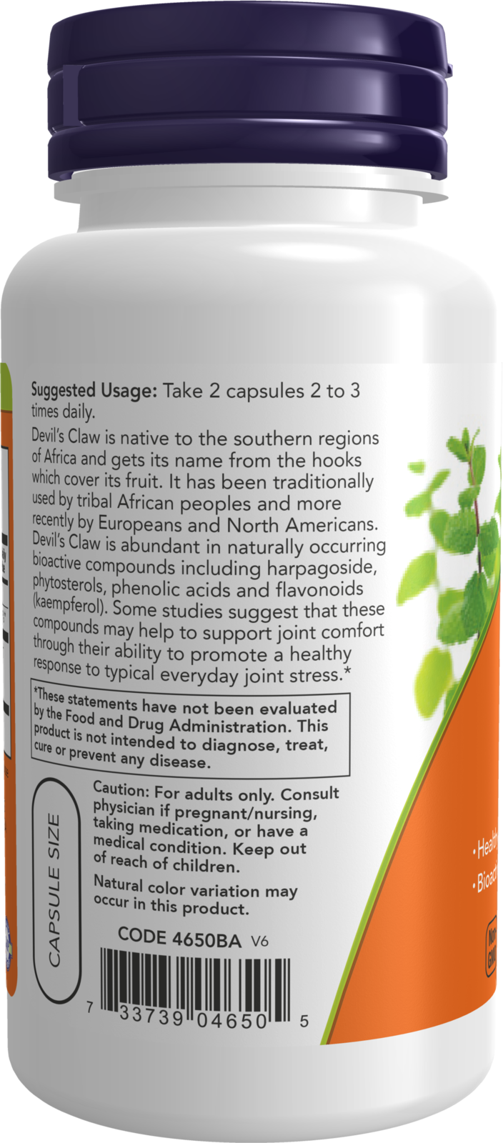 NOW Supplements, Devil's Claw with Bioactive Flavonoids and Phytosterols, 100 Veg Capsules
