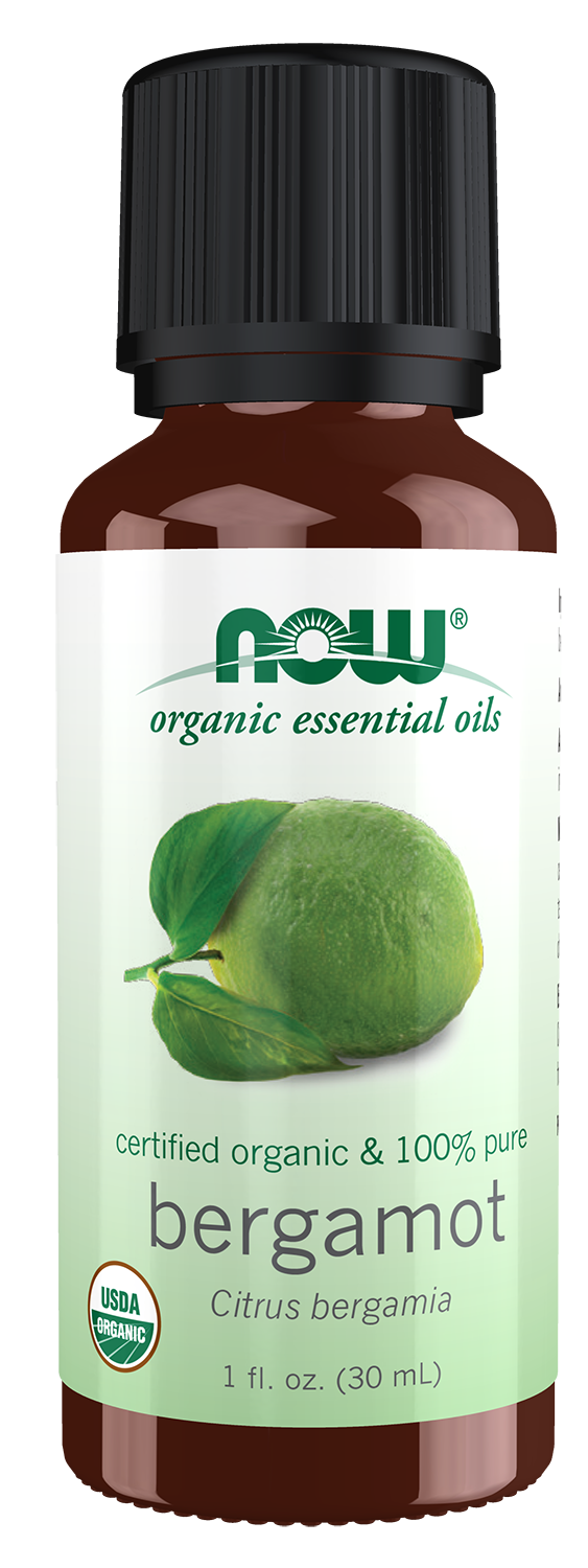 NOW Essential Oils, Organic Bergamot Oil, Cold Pressed, Undiluted, 1 fl. oz