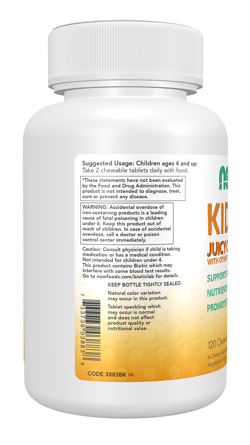 NOW Supplements, Kid Vits Multivitamin, Juicy Orange, 120 Chewable Tabs