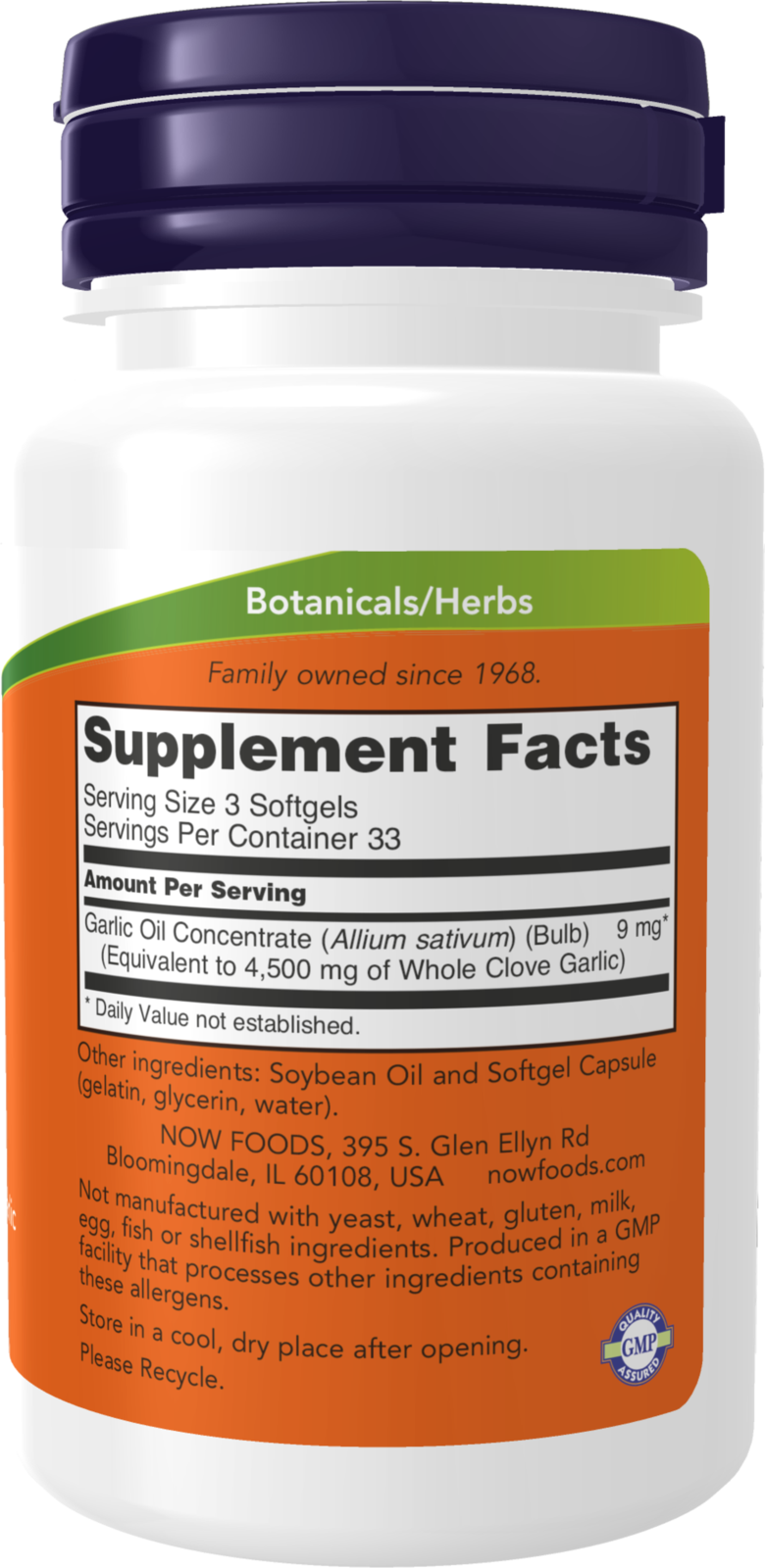NOW Supplements, Garlic Oil Concentrate, 100 Softgels