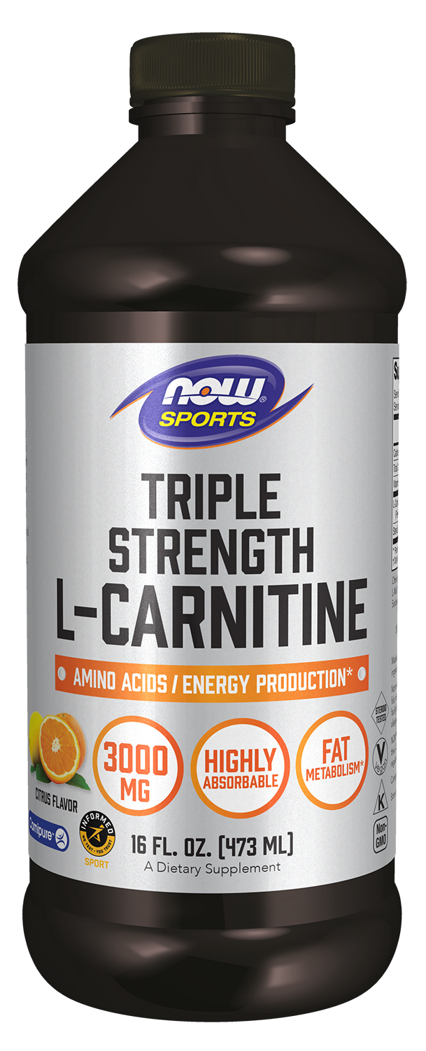NOW Sports, L-Carnitine Liquid, 3,000 mg, Triple Strength, Citrus, 16 fl oz