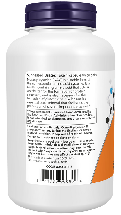 NOW Supplements, NAC (N-Acetyl Cysteine) 600 mg with Selenium, 250 Capsules