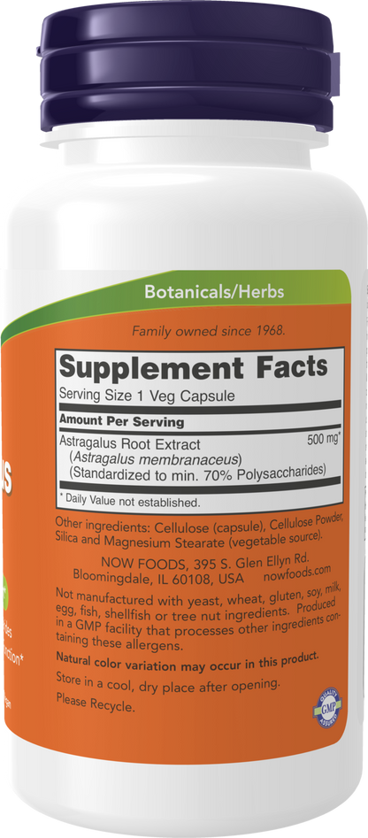NOW Supplements, Astragalus Extract 500 mg, 90 Veg Caps