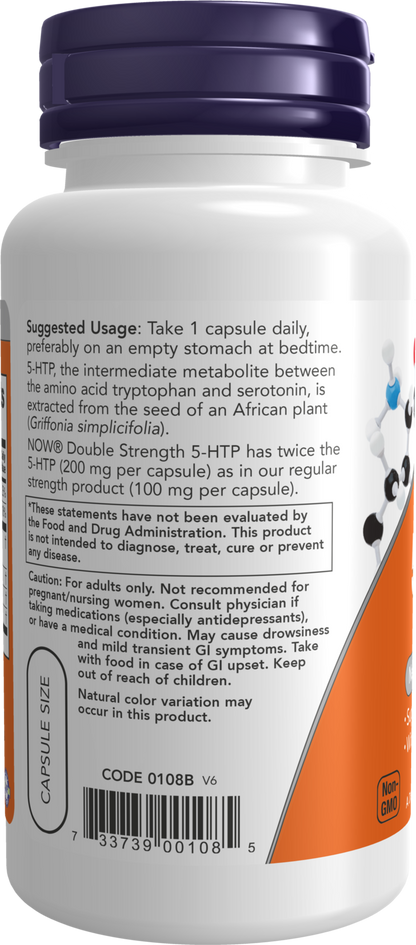 NOW Supplements, 5-HTP (5-hydroxytryptophan) 200 mg, 60 Veg Caps
