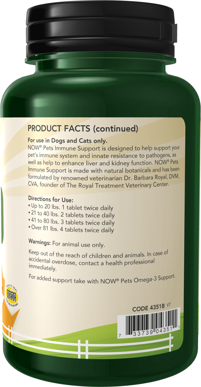 NOW Pet Health, Immune Support Supplement, Cats & Dogs, 90 Chewable Tablets